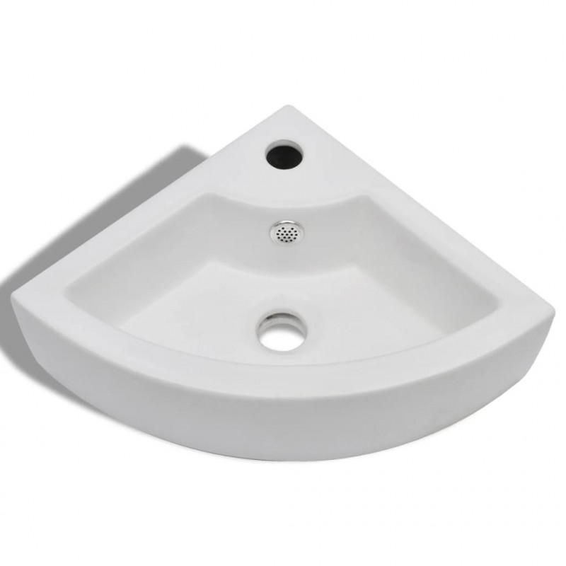 Umywalka z przelewem, 45 x 32 x 12,5 cm, biała