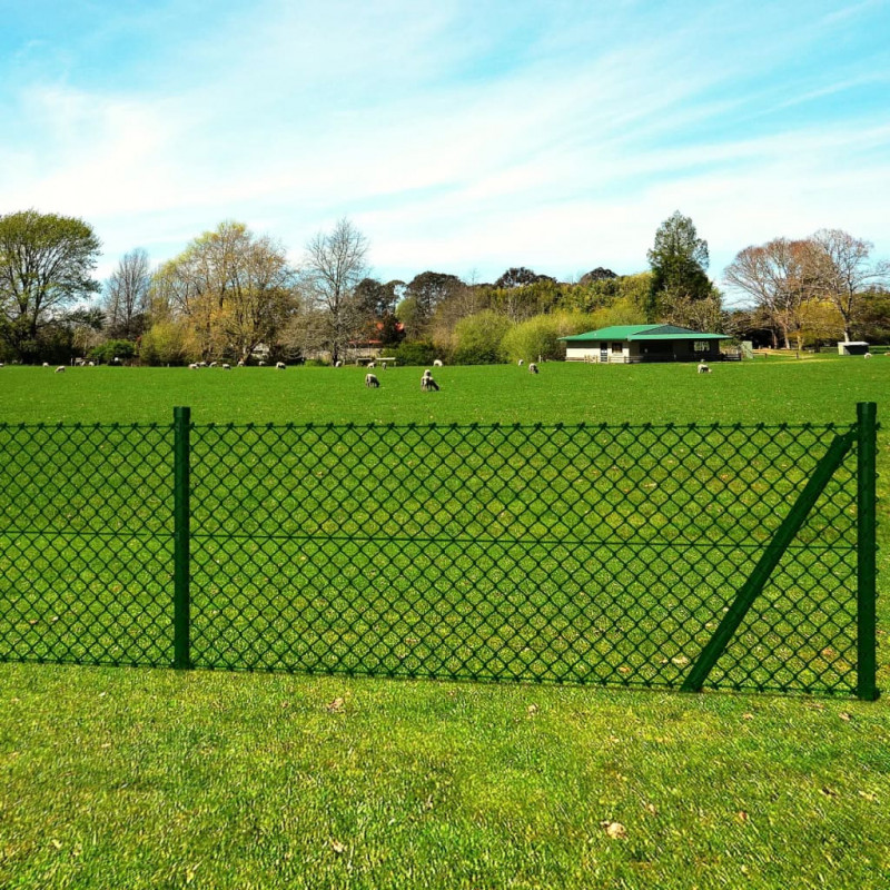 Ogrodzenie z siatki z akcesoriami, stal, 0,8x25 m
