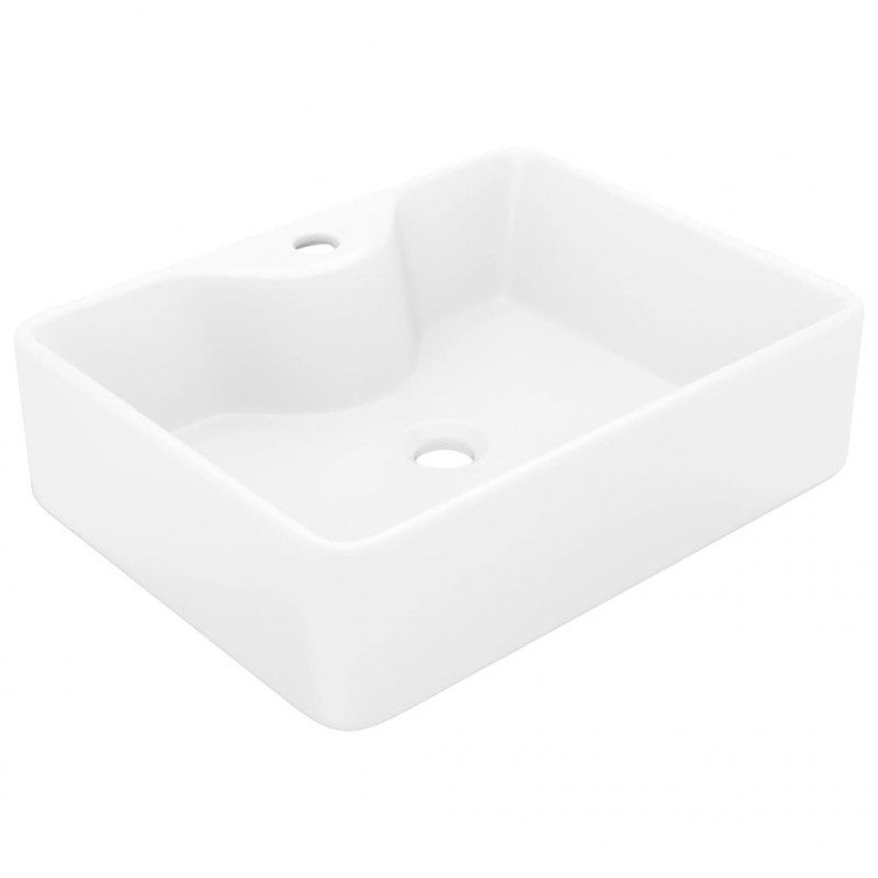Ceramiczna umywalka z otworem na kran, prostokątna, biała