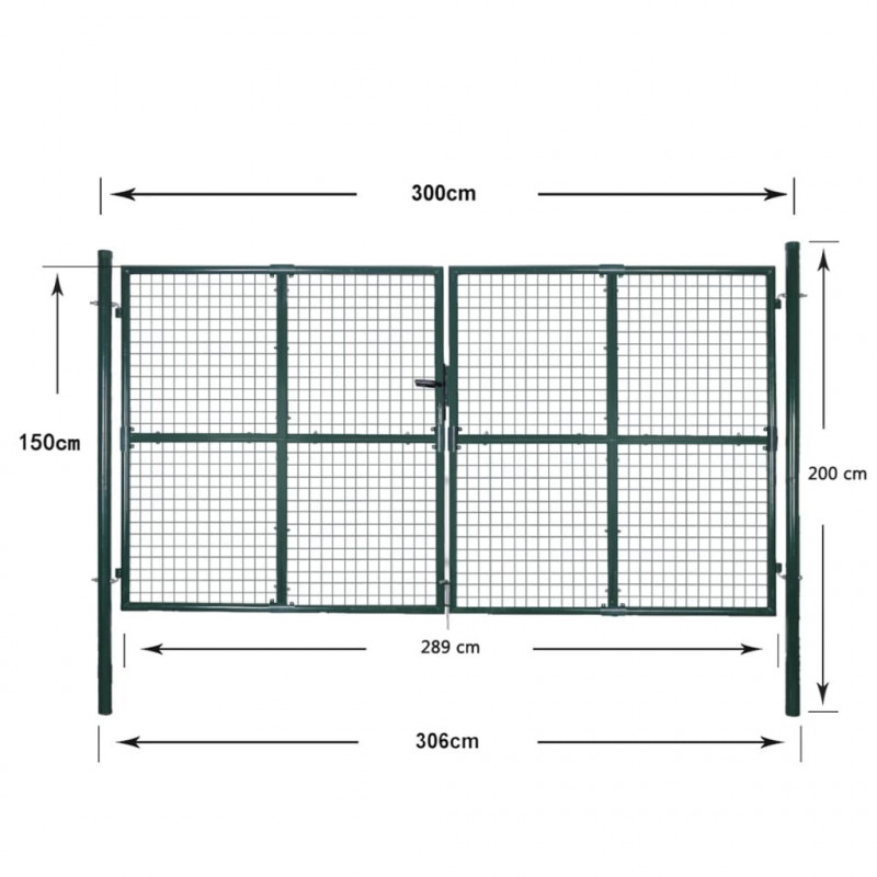 Brama ogrodzeniowa Double Door 300x150 cm, stal malowana proszkowo