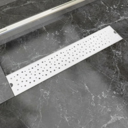 Kratka odpływowa, liniowa, 630x140 mm, kropki, stal nierdzewna