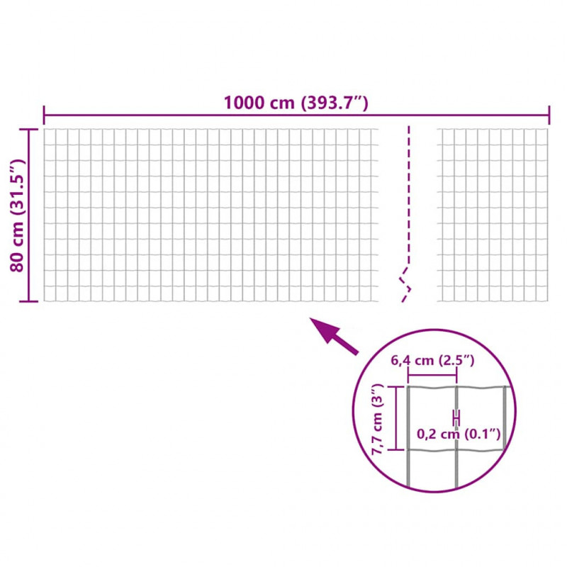 Euro ogrodzenie, stalowe, 10 x 0,8 m, szare