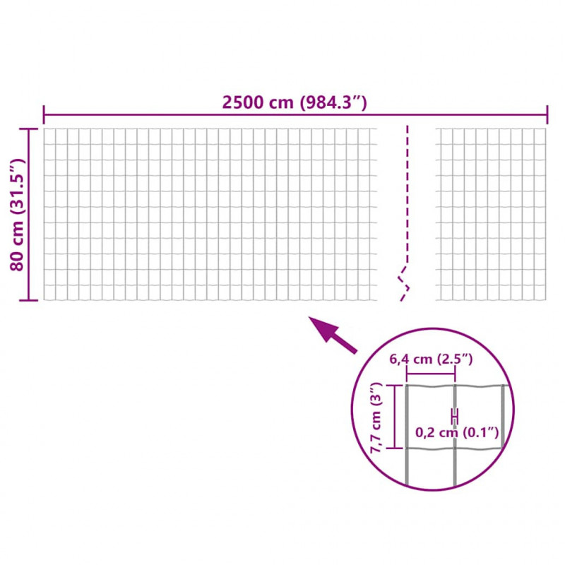 Euro ogrodzenie, stalowe, 25 x 0,8 m, szare