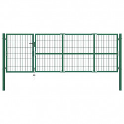 Brama ogrodowa ze słupkami 350x100 cm, stal, zielona