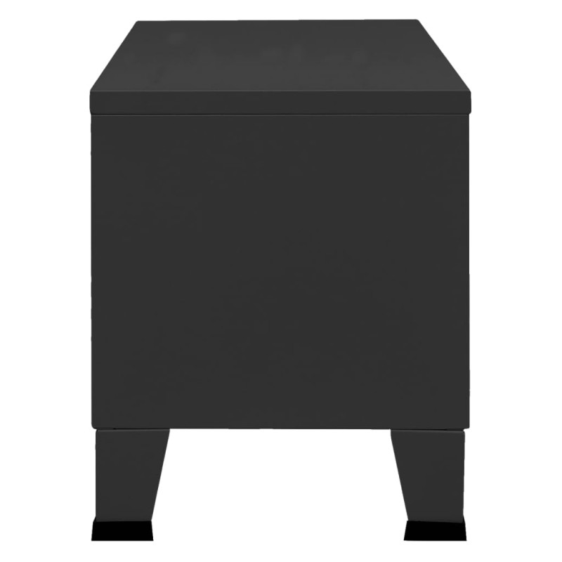 Industrialna szafka pod TV, czarna, 105x35x42 cm, metalowa
