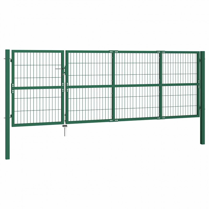 Brama ogrodowa ze słupkami 350x120 cm, stal, zielona
