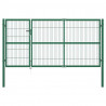 Brama ogrodowa ze słupkami 350x140 cm, stal, zielona
