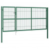 Brama ogrodowa ze słupkami 350x140 cm, stal, zielona