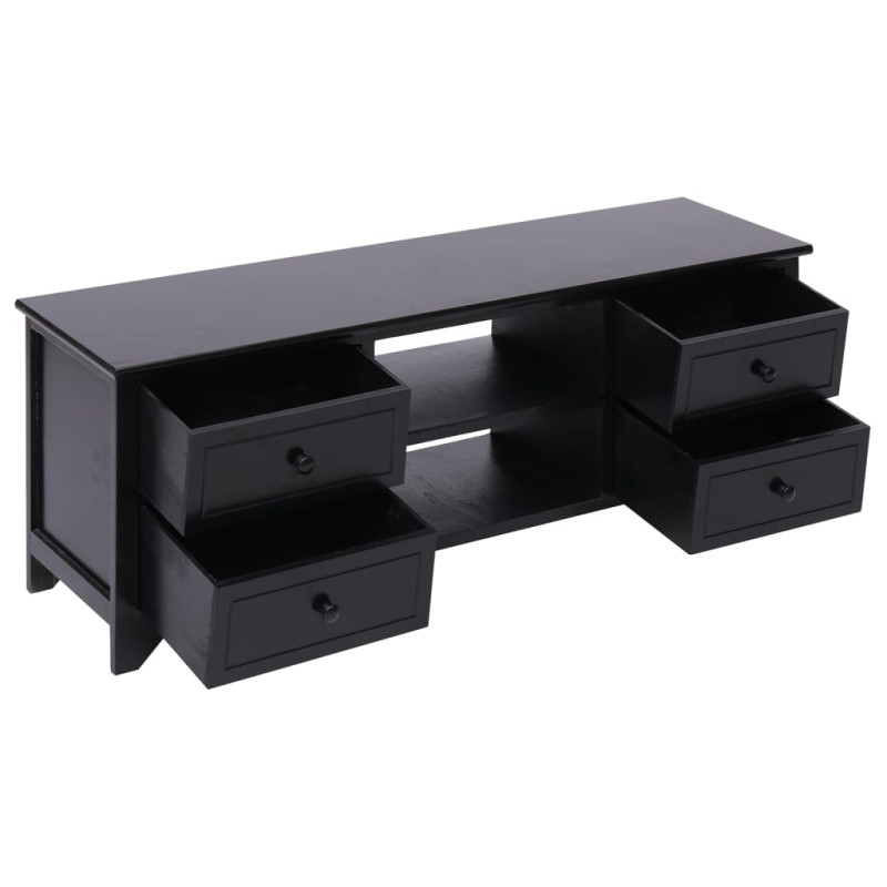 Szafka pod TV, czarna,108x30x40 cm, drewno paulownia