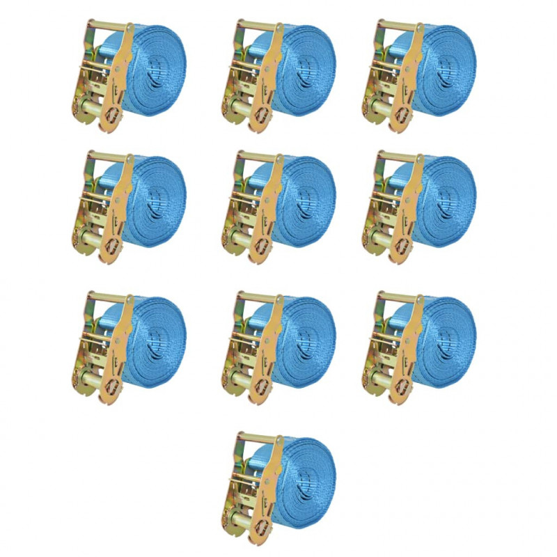 Taśmy mocujące z napinaczami, 10 szt, 2 T, 6mx38mm, niebieskie