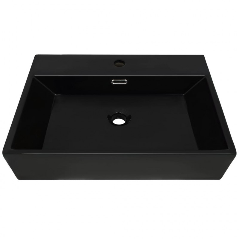 Umywalka z ceramiki z otworem na kran 60,5x42,5x14,5 cm, czarna