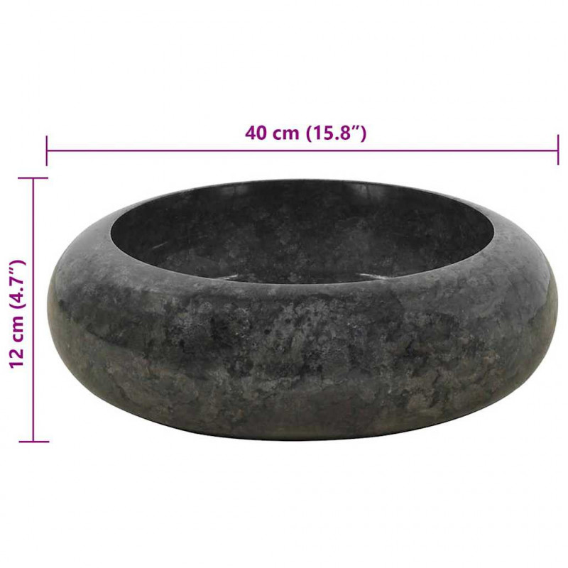 Umywalka, 40 x 12 cm, marmurowa, czarna