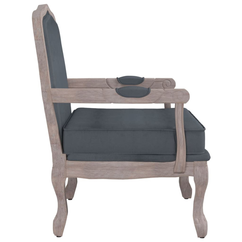 Fotel, ciemnoszary, 64x64x90 cm, obity aksamitem