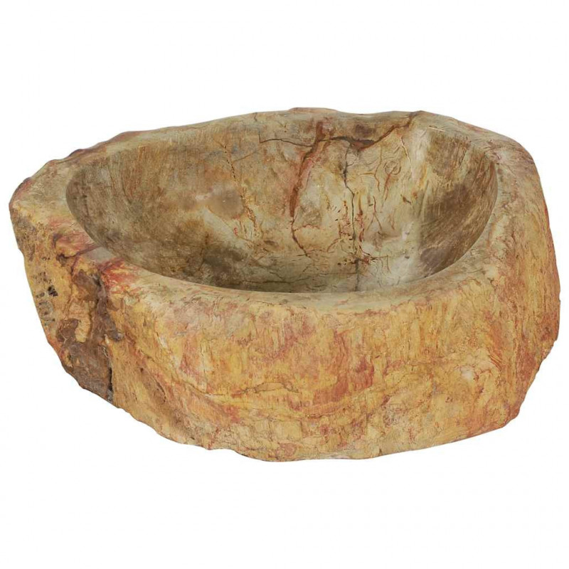 Umywalka, 45 x 35 x 15 cm, skamieniałe drewno, kremowa