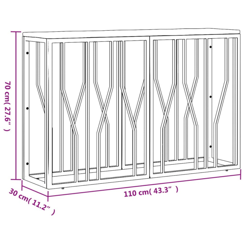 Stolik konsolowy, złoty, stal nierdzewna i drewno z odzysku