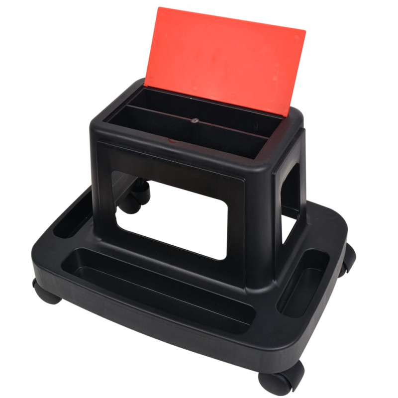 Taboret warsztatowy ze schowkiem i kółkami, 150 kg