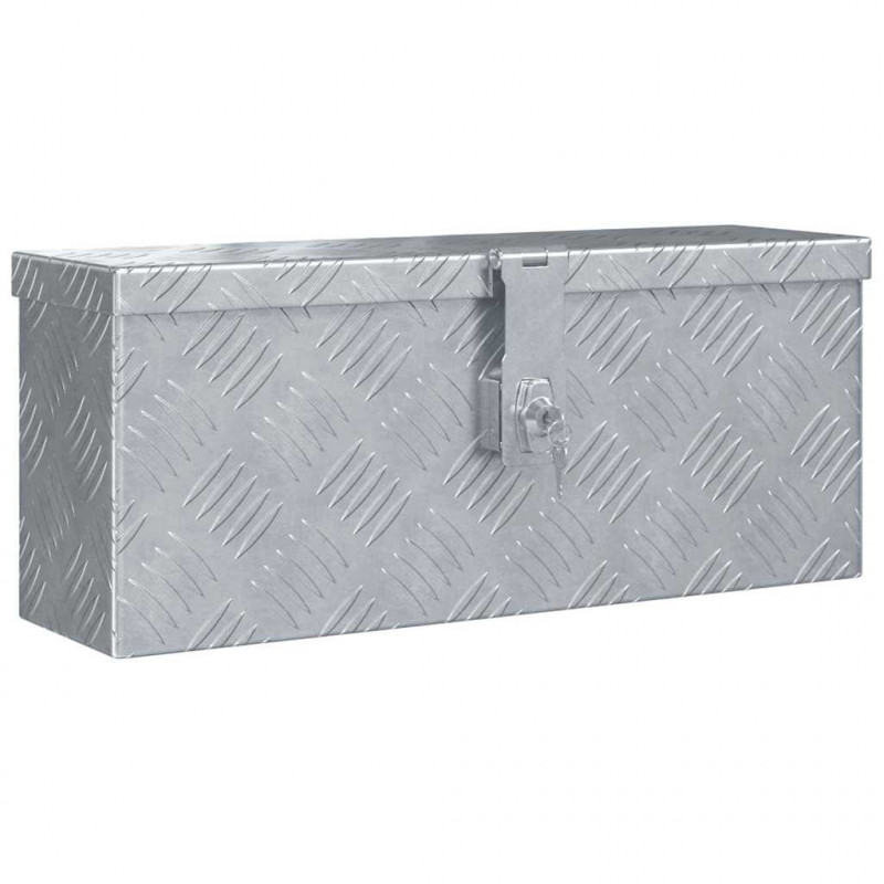 Aluminiowa skrzynia, 48,5 x 14 x 20 cm, srebrna