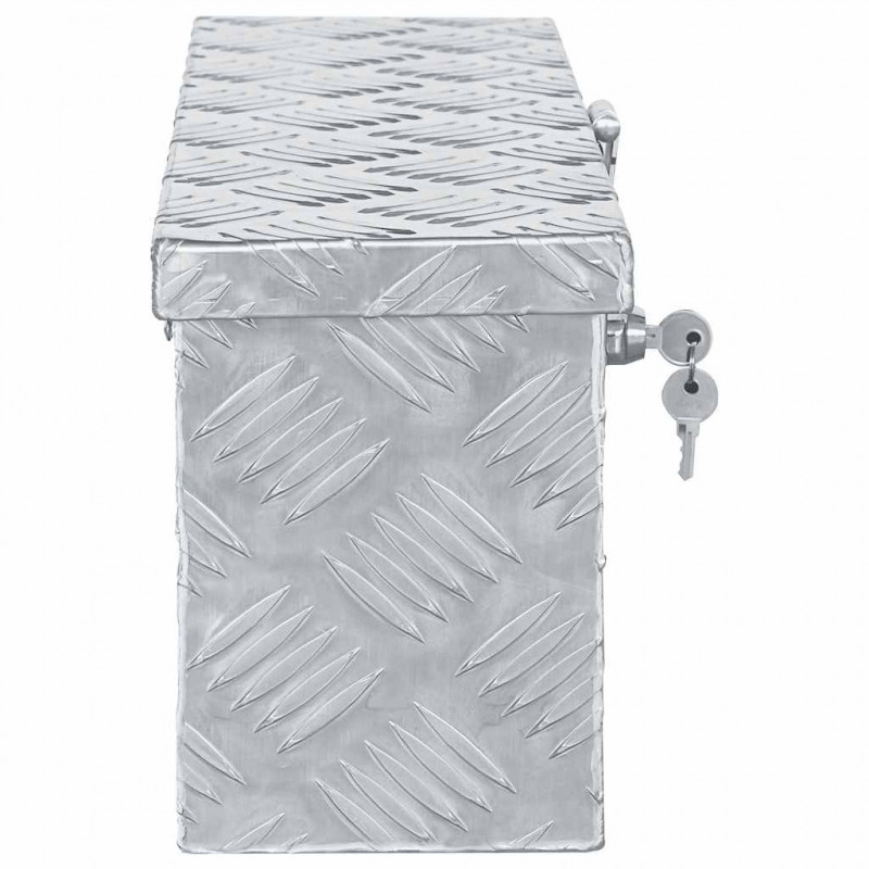 Aluminiowa skrzynia, 48,5 x 14 x 20 cm, srebrna