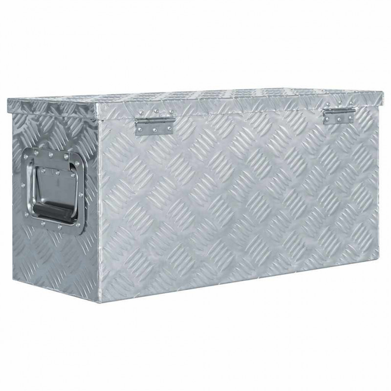 Aluminiowa skrzynia, 61,5 x 26,5 x 30 cm, srebrna