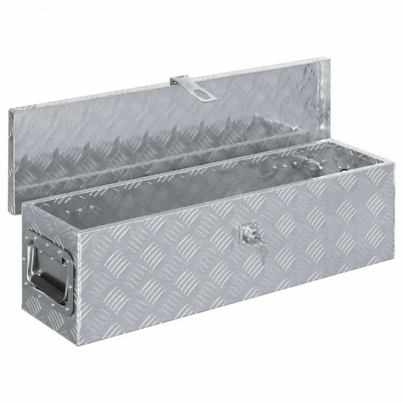 Aluminiowa skrzynia, 80,5 x 22 x 22 cm, srebrna