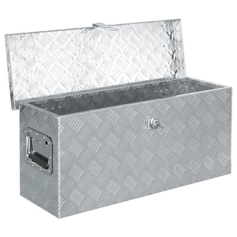 Aluminiowa skrzynia, 76,5 x 26,5 x 33 cm, srebrna