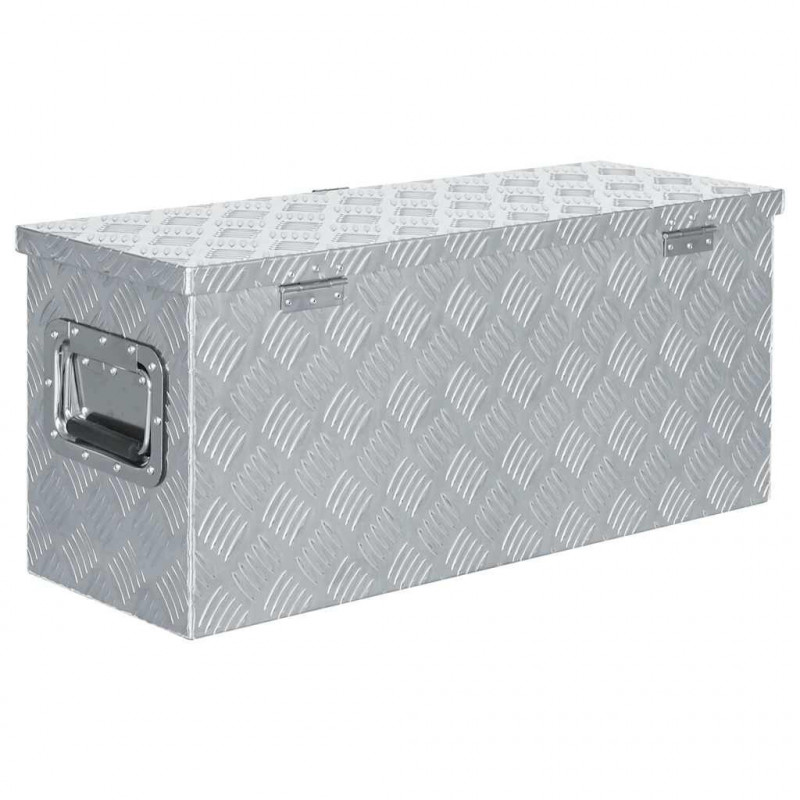 Aluminiowa skrzynia, 76,5 x 26,5 x 33 cm, srebrna