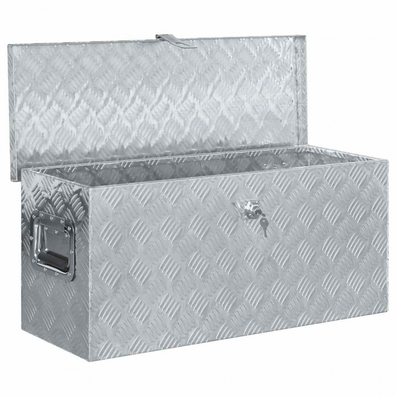 Aluminiowa skrzynia, 80 x 30 x 35 cm, srebrna