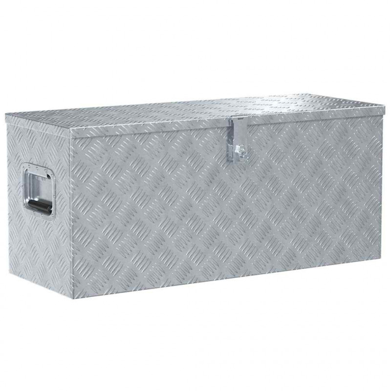 Aluminiowa skrzynia, 90,5 x 35 x 40 cm, srebrna