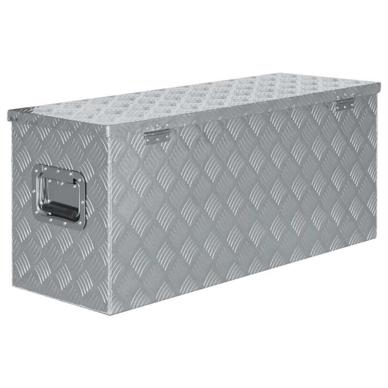 Aluminiowa skrzynia, 90,5 x 35 x 40 cm, srebrna