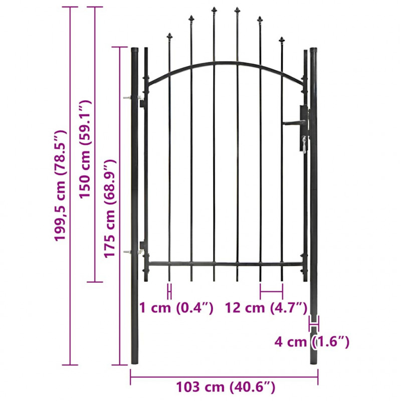 Brama ogrodowa Woerden, stal, 1x1,5 m, czarna