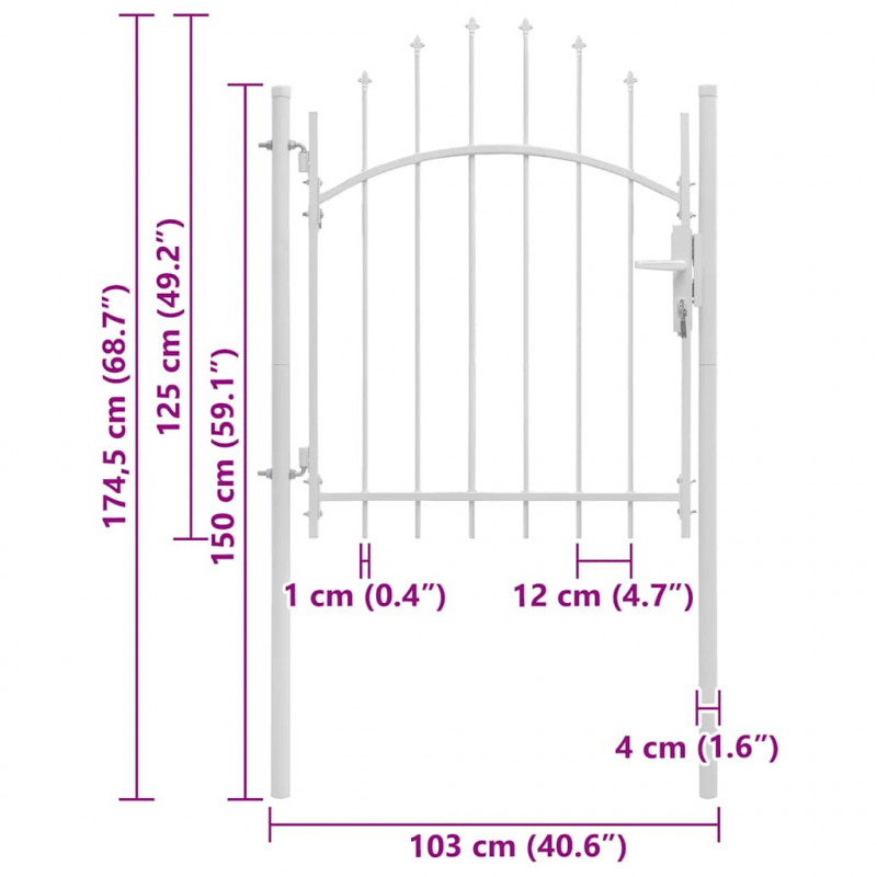 Brama ogrodowa Woerden, stal, 1x1,25 m, biała