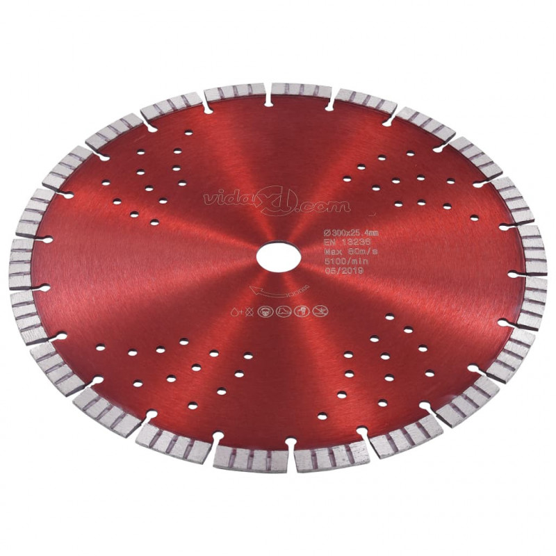 Tarcza diamentowa turbo z otworami, stal, 300 mm