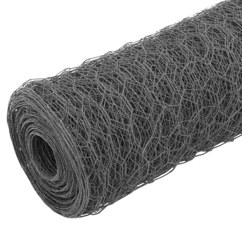 Ogrodzenie z siatki, stal i PVC, 25x0,5 m, szare