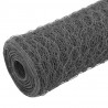 Ogrodzenie z siatki, stal i PVC, 25x0,5 m, szare