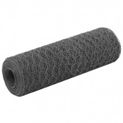 Ogrodzenie z siatki, stal i PVC, 25x0,5 m, szare