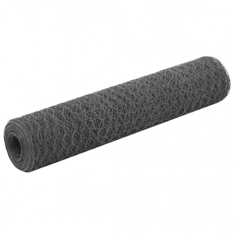 Ogrodzenie z siatki, stal i PVC, 25x0,75 m, szare
