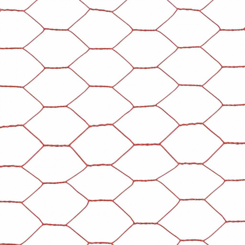 Ogrodzenie z siatki, stal i PVC, 25x1 m, czerwone