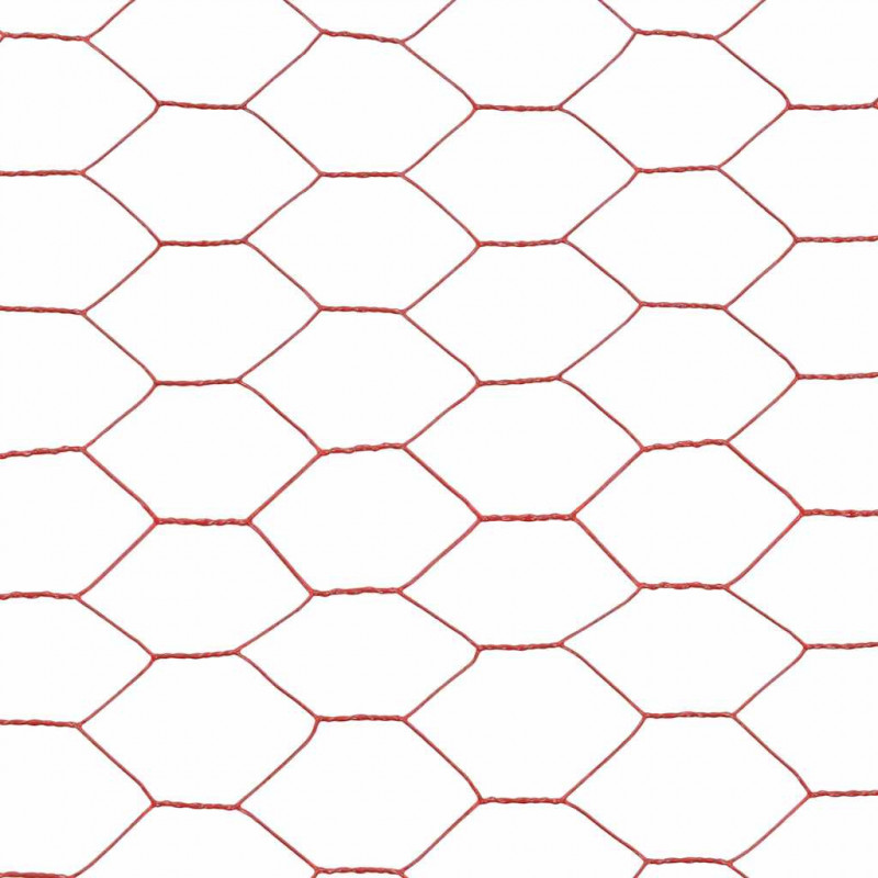 Ogrodzenie z siatki, stal i PVC, 25x1,2 m, czerwone
