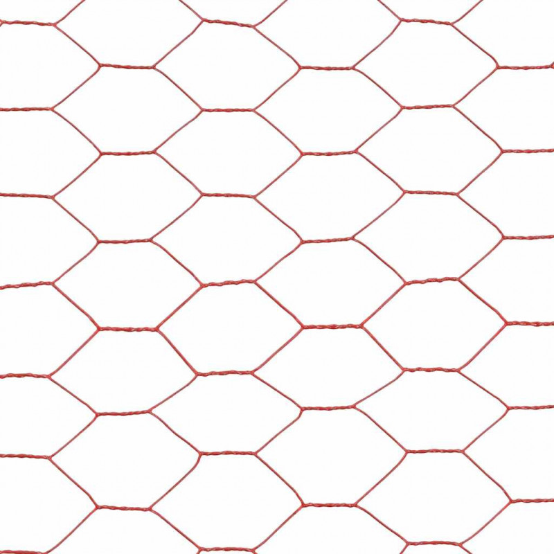 Ogrodzenie z siatki, stal i PVC, 25x1,2 m, czerwone
