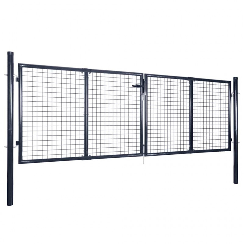 Brama ogrodowa z siatki ocynkowanej, stal 300x100 cm, szara