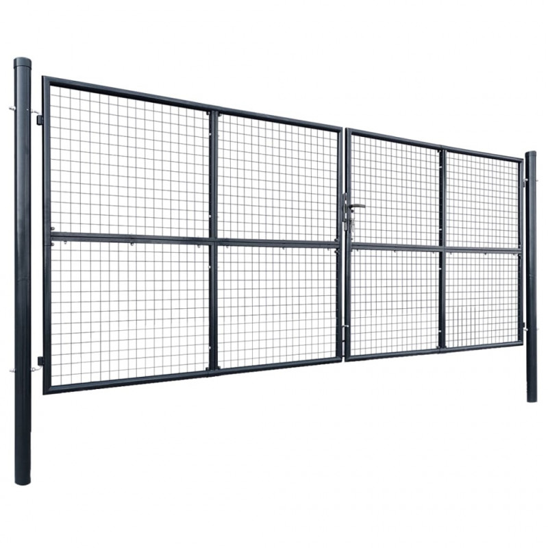 Brama ogrodowa z siatki ocynkowanej, stal 400x150 cm, szara