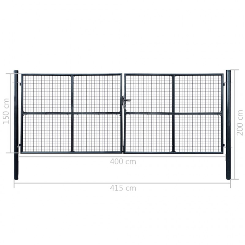 Brama ogrodowa z siatki ocynkowanej, stal 400x150 cm, szara