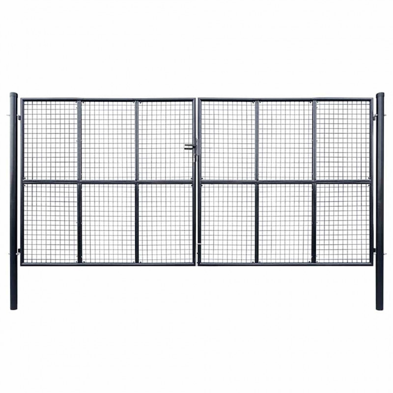 Brama ogrodowa z siatki ocynkowanej, stal 400x175 cm, szara