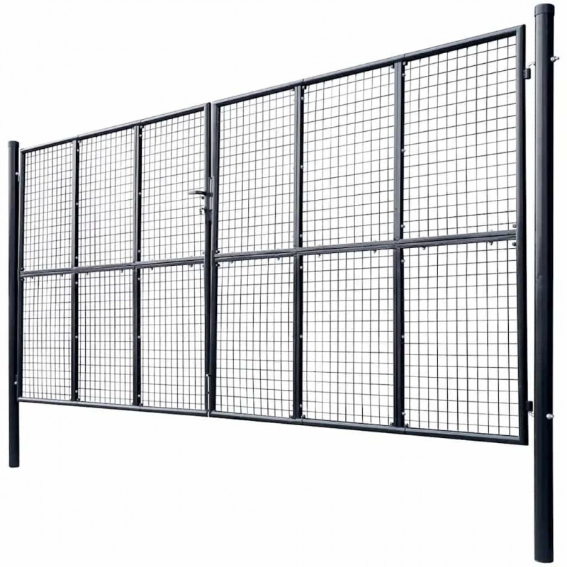 Brama ogrodowa z siatki ocynkowanej, stal 400x175 cm, szara