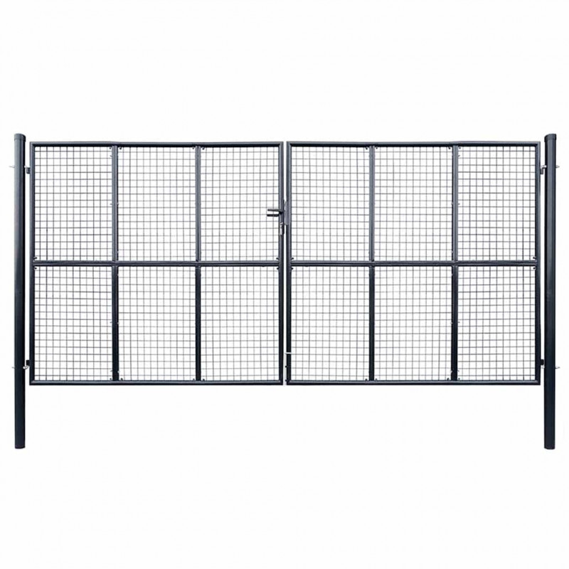 Brama ogrodowa z siatki ocynkowanej, stal 400x200 cm, szara