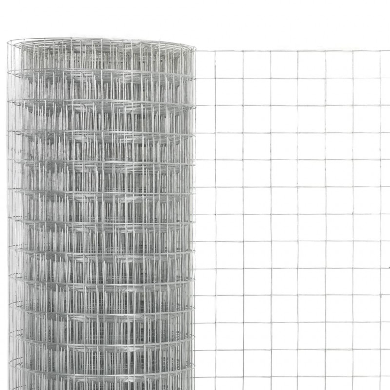 Ogrodzenie z siatki, stal galwanizowana, 10x0,5 m, srebrne