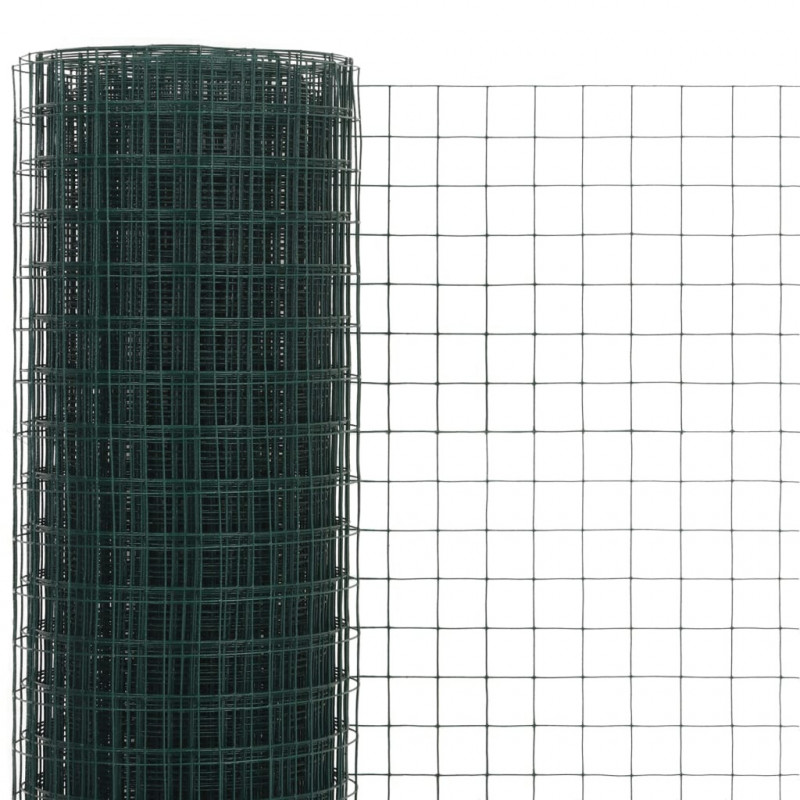 Ogrodzenie z siatki, stal i PVC, 10x0,5 m, zielone