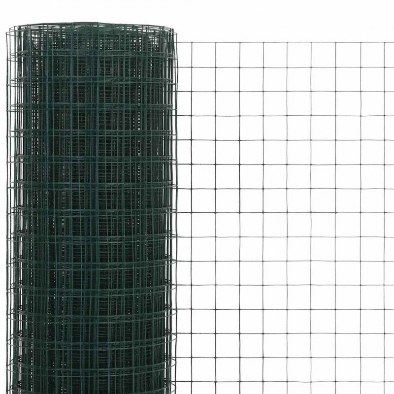 Ogrodzenie z siatki, stal i PVC, 10x0,5 m, zielone