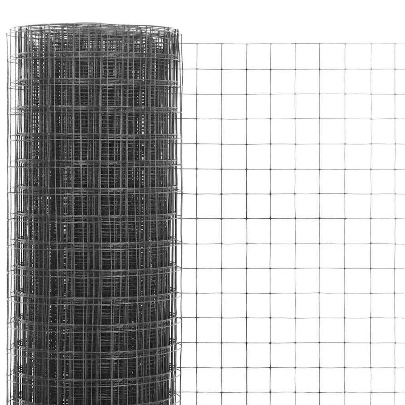 Ogrodzenie z siatki, stal i PVC, 10x0,5 m, szare