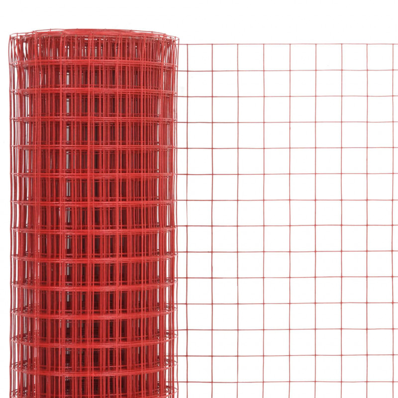 Ogrodzenie z siatki, stal i PVC, 10x1 m, czerwone